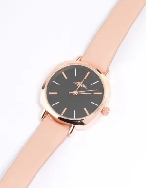 Blush Coloured Faux Leather Alternate Marker Watch