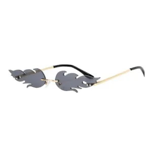 Gray Rimless Flame Sunglasses For Women's