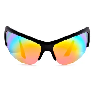 Half Frame Thin Wire Wrap Around Sports Sunglasses