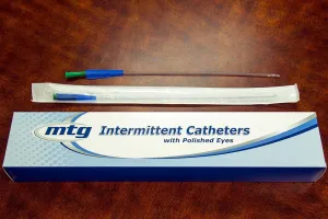 MTG Straight Tip Male Intermittent Catheter, 12 Fr, 16" Vinyl Catheter with Handling Sleeve